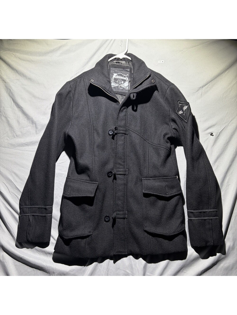 Buckle Black Label No 48 Military Jacket Full Zip Mens S Black Wool